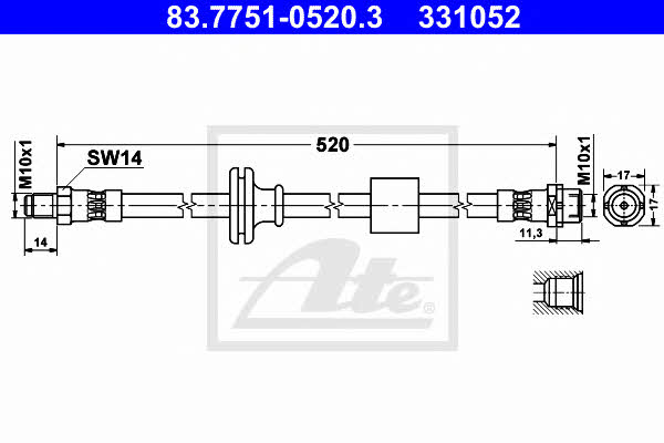 Ate 83.7751-0520.3 Brake Hose 83775105203