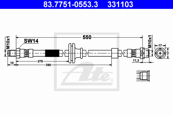 Ate 83.7751-0553.3 Brake Hose 83775105533