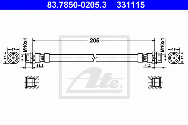 Ate 83.7850-0205.3 Brake Hose 83785002053