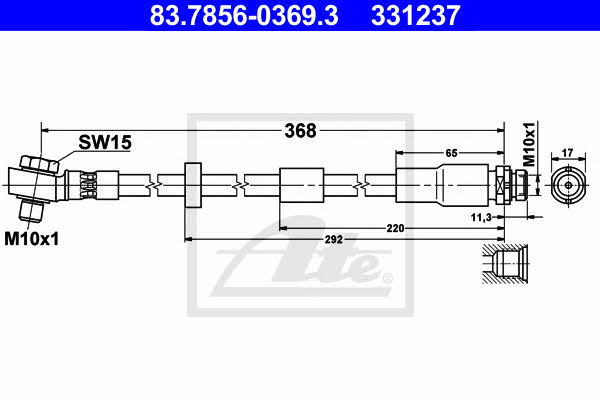 Flexible brake line Jaguar: 83785603693 Ate Brake Hose