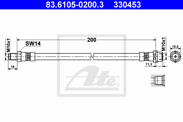 Ate 83.6105-0200.3 Brake Hose 83610502003