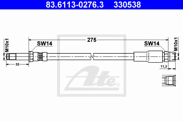 Ate 83.6113-0276.3 Brake Hose 83611302763