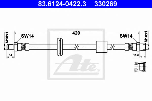 Ate 83.6124-0422.3 Brake Hose 83612404223