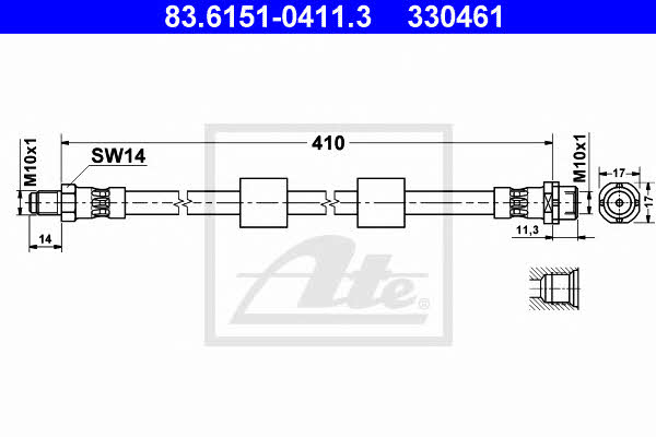 Ate 83.6151-0411.3 Brake Hose 83615104113