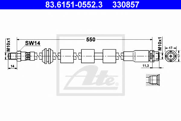 Ate 83.6151-0552.3 Brake Hose 83615105523