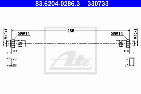 Ate 83.6204-0286.3 Brake Hose 83620402863