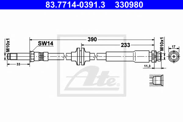 Ate 83.7714-0391.3 Brake Hose 83771403913