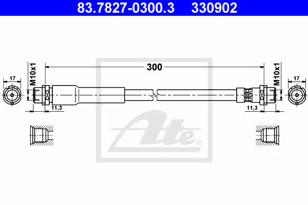 Ate 83.7827-0300.3 Brake Hose 83782703003