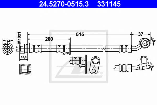 Ate 24.5270-0515.3 Brake Hose 24527005153