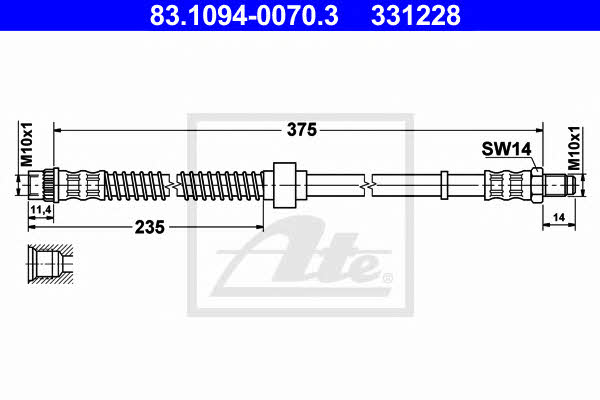 Ate 83.1094-0070.3 Brake Hose 83109400703