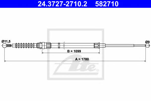 Ate 24.3727-2710.2 Cable Pull, parking brake 24372727102