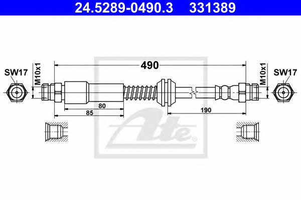 Flexible brake hose Volkswagen Caddy: 24528904903 Ate Brake Hose