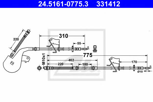 Ate 24.5161-0775.3 Brake Hose 24516107753