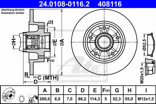 Ate Rear solid brake disc – price 446 PLN
