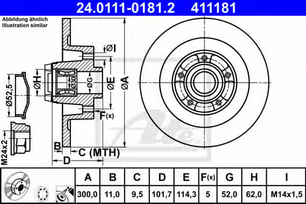 Ate Rear brake disc, non-ventilated – price 456 PLN