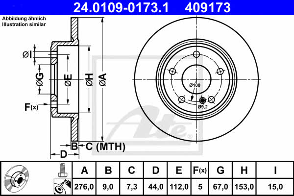 Ate Rear solid brake disc – price 178 PLN