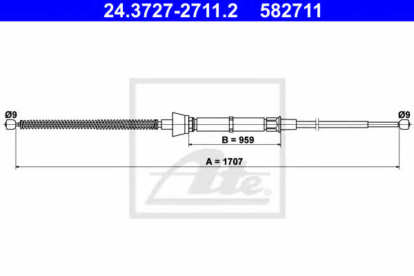 Ate 24.3727-2711.2 Cable Pull, parking brake 24372727112