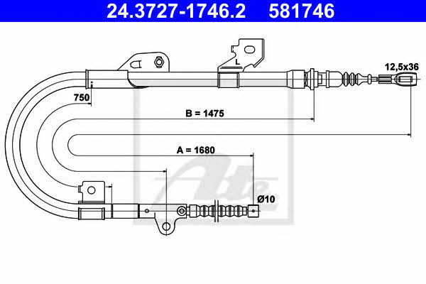 Ate 24.3727-1746.2 Parking brake cable left 24372717462