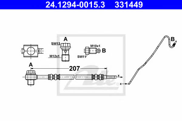 Ate 24.1294-0015.3 Brake Hose 24129400153