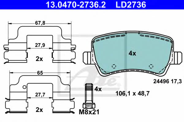 Ate ATE CERAMIC disc brake pads, set – price 264 PLN