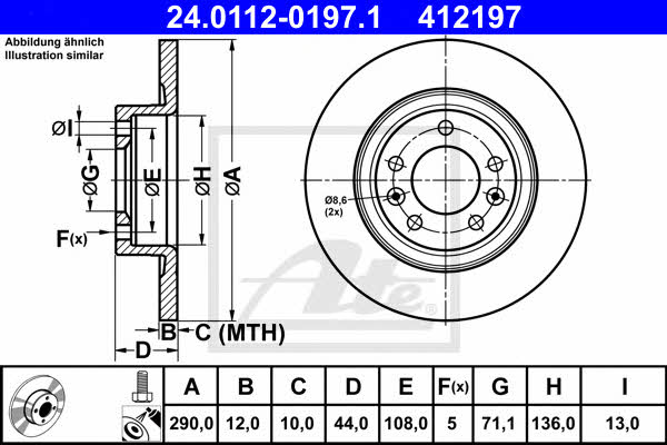 Ate Rear brake disc, non-ventilated – price 173 PLN