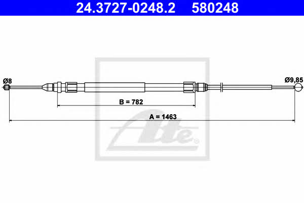 Ate 24.3727-0248.2 Cable Pull, parking brake 24372702482