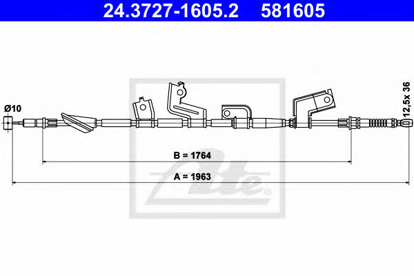 Ate 24.3727-1605.2 Parking brake cable, right 24372716052