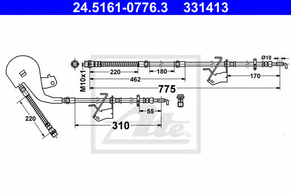 Ate 24.5161-0776.3 Brake Hose 24516107763