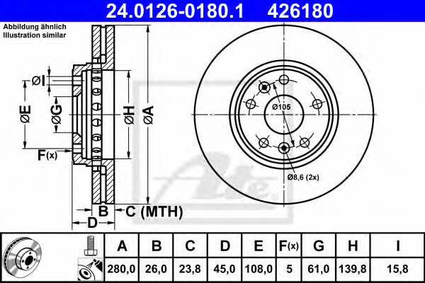 Ate 24.0126-0180.1 Brake disc 24012601801 24012601801 Ate Brake disc