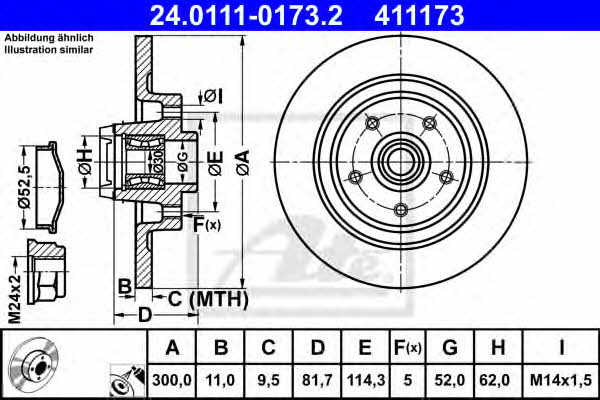 Ate Rear solid brake disc – price 498 PLN