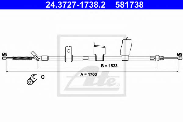 Ate 24.3727-1738.2 Parking brake cable left 24372717382