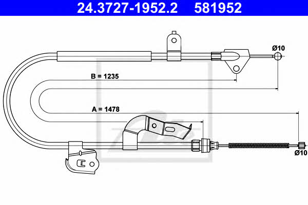 Ate 24.3727-1952.2 Cable Pull, parking brake 24372719522