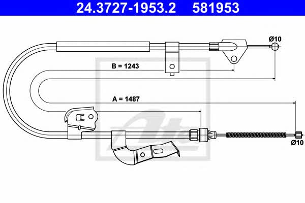 Ate 24.3727-1953.2 Parking brake cable left 24372719532 24372719532 Ate Parking brake cable left