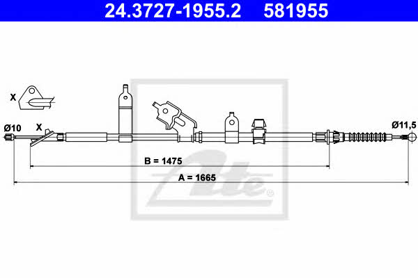Ate 24.3727-1955.2 Parking brake cable, right 24372719552