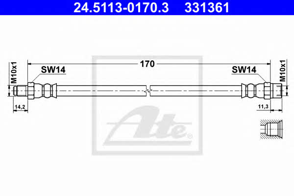 Ate 24.5113-0170.3 Brake Hose 24511301703