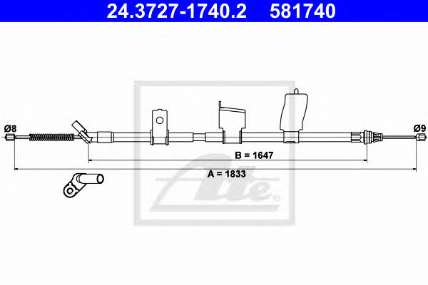 Ate 24.3727-1740.2 Cable Pull, parking brake 24372717402