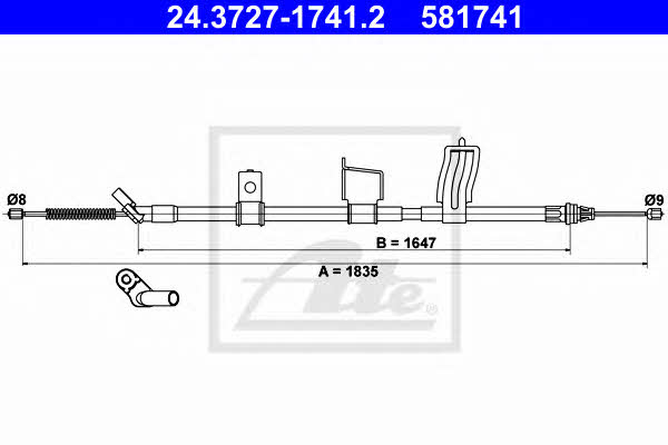 Ate 24.3727-1741.2 Parking brake cable, right 24372717412
