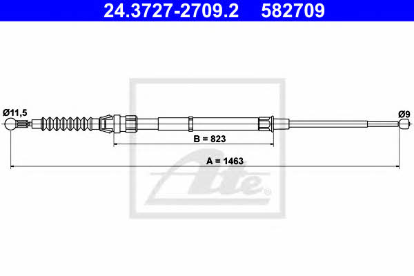 Ate 24.3727-2709.2 Cable Pull, parking brake 24372727092