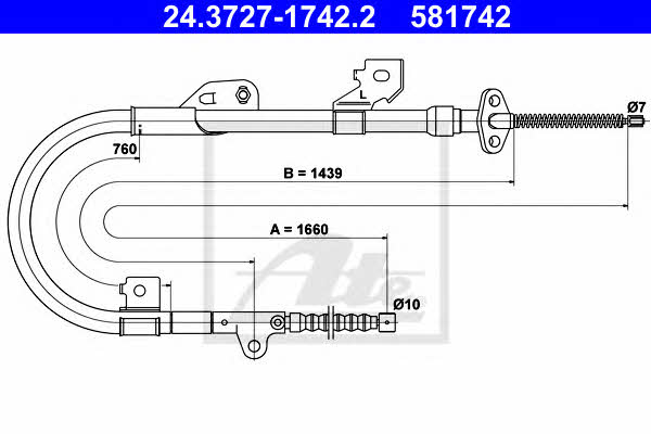Ate 24.3727-1742.2 Cable Pull, parking brake 24372717422