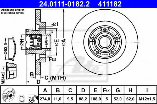 Ate Rear brake disc, non-ventilated – price 428 PLN