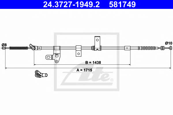 Ate 24.3727-1949.2 Cable Pull, parking brake 24372719492