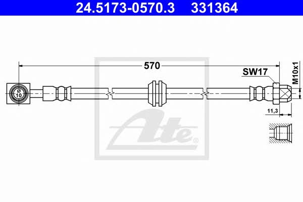 Flexible brake line Mini Cooper: 24517305703 Ate Brake Hose