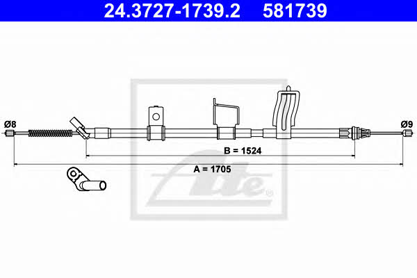 Ate 24.3727-1739.2 Cable Pull, parking brake 24372717392
