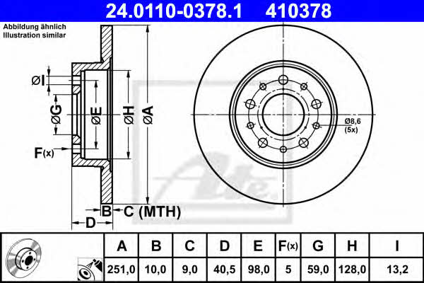 Ate Rear solid brake disc – price 186 PLN