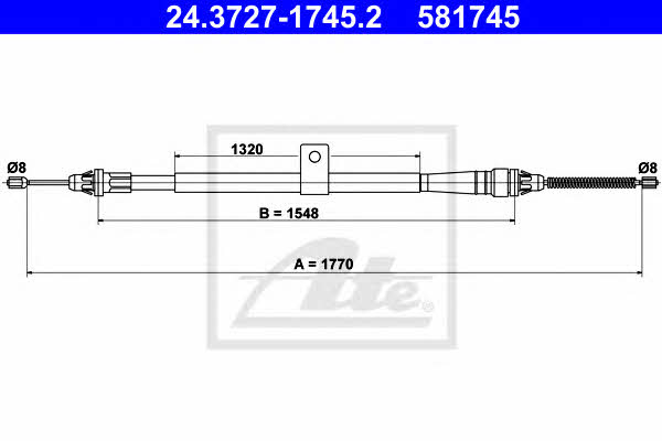 Ate 24.3727-1745.2 Cable Pull, parking brake 24372717452