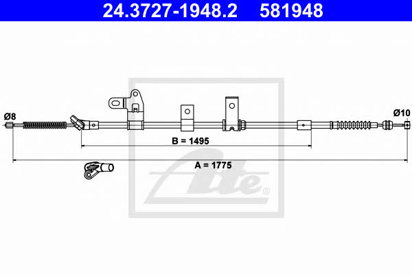Ate 24.3727-1948.2 Parking brake cable left 24372719482
