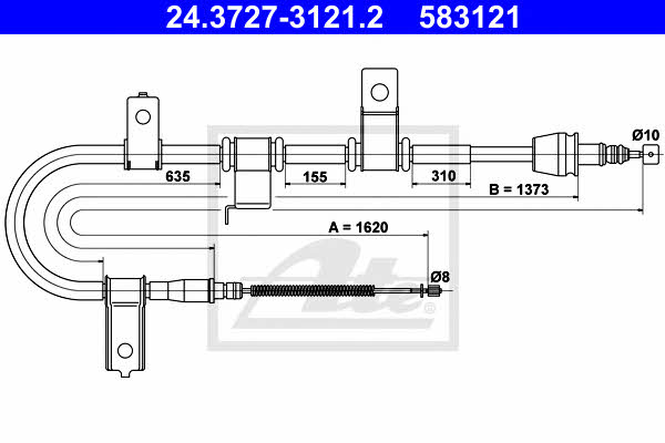 Ate 24.3727-3121.2 Parking brake cable, right 24372731212