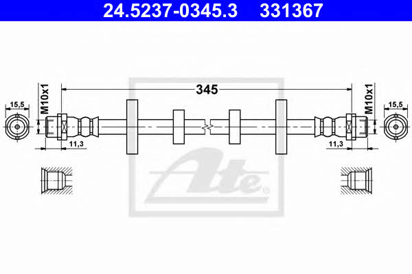 Ate 24.5237-0345.3 Brake Hose 24523703453