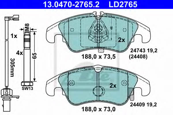 Ate ATE CERAMIC disc brake pads, set – price 456 PLN