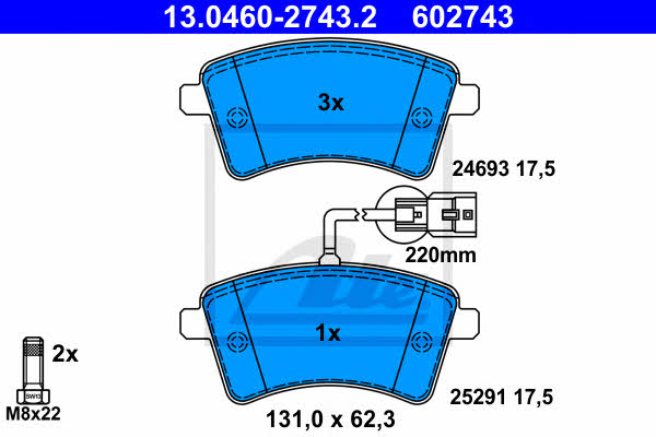 Ate Brake Pad Set, disc brake – price 202 PLN